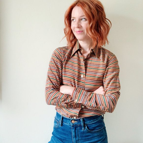 vintage gucci-esq patterned blouse, small - Picture 10 of 10